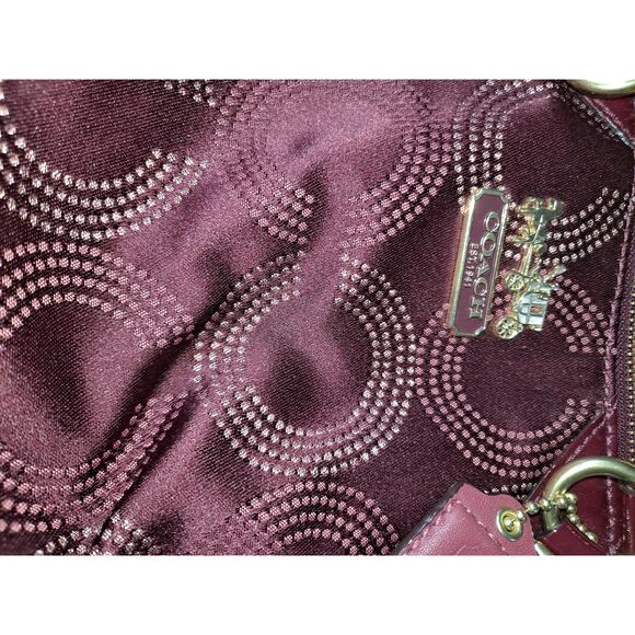 Coach Crimson Red Art Signature C Jacquard Dotted Sophia Satchel‎ Shoulder Bag - Picture 9 of 11